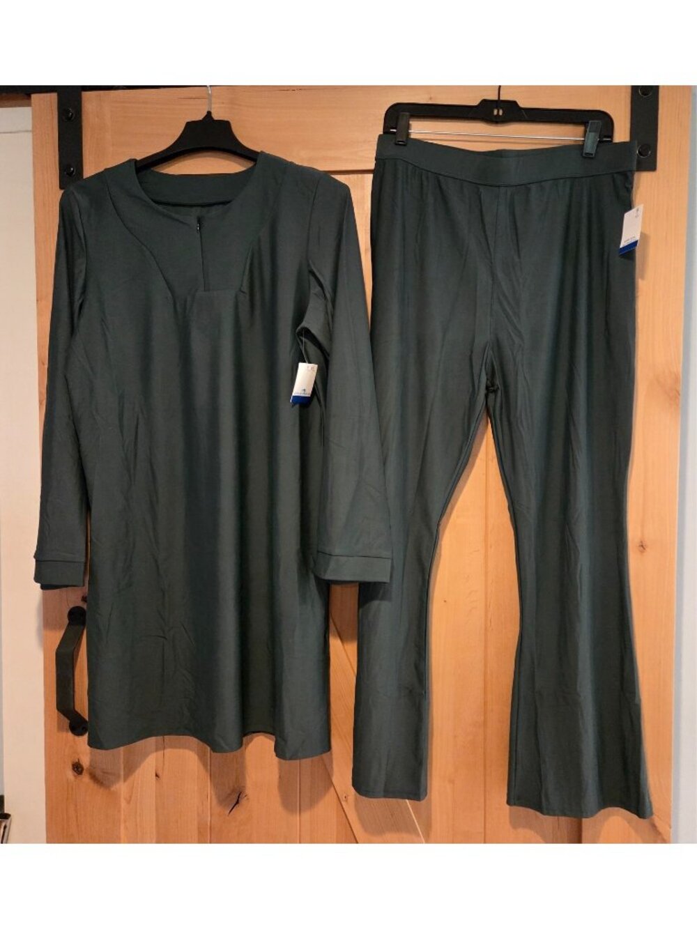 New! Dreamwave Size XL Green 2 Piece Modest Swim Shirt & Pants UPF 50+ Wide-Leg